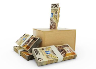 Tahta Tasarruf Kutusunda 200 cila zloti notun 3 boyutlu yorumlanması