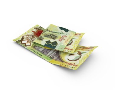 Çift Papua Yeni Gine kina notlarının üç boyutlu yorumlanması beyaz arkaplanda izole edildi