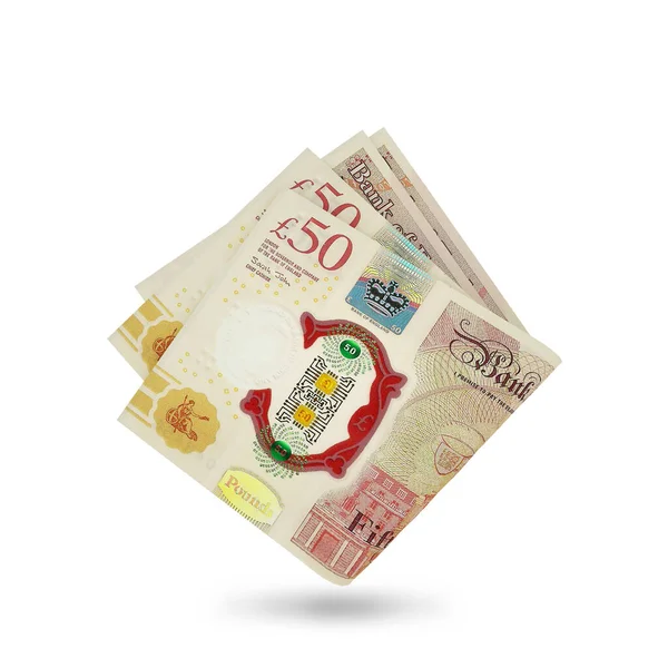 Рендеринг Британських Фунтових Банкнот Ізольований Білому Тлі — стокове фото