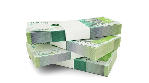 Rendu Stack Colombian Peso Notes Quelques Paquets Monnaie Colombienne Isolés — Photo