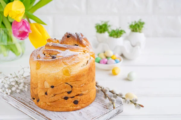 Composición Pascua Torta Pascua Tradicional Rusa Ucraniana Cruffin Kraffin Kulich — Foto de Stock