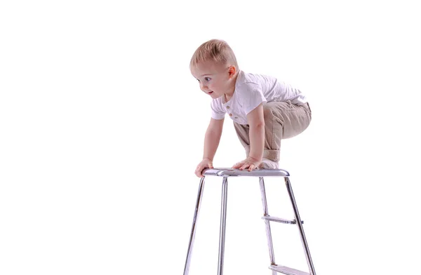 Niño Pequeño Con Juguete Sobre Fondo Blanco Fotos De Stock Sin Royalties Gratis