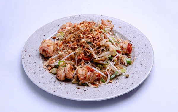 Karides ve sebzeli kızarmış şehriye.