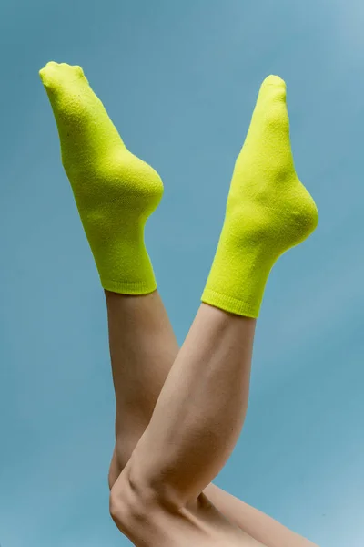 Studio Shot Woman Legs Bright Socks — Fotografia de Stock