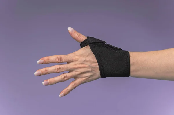Cropped Image Woman Hand Black Medical Bandage — Fotografia de Stock
