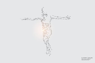 Parçacıklar, geometrik sanat, çizgi ve insan koşusunun noktası.