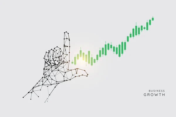 Las Partículas Arte Geométrico Línea Punto Señalar Dedo — Archivo Imágenes Vectoriales