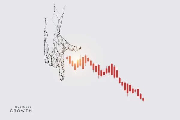 Las Partículas Arte Geométrico Línea Punto Señalar Dedo — Archivo Imágenes Vectoriales