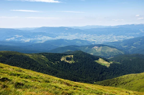 Pohled Ranní Hory Modré Mlze Dobytí Hory Hoverla Karpaty Kvalitní — Stock fotografie