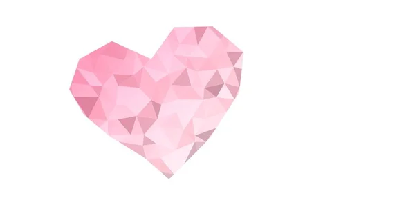 Pink Polygon Heart Shape Isolated White Background Happy Valentine Day — Stock Photo, Image
