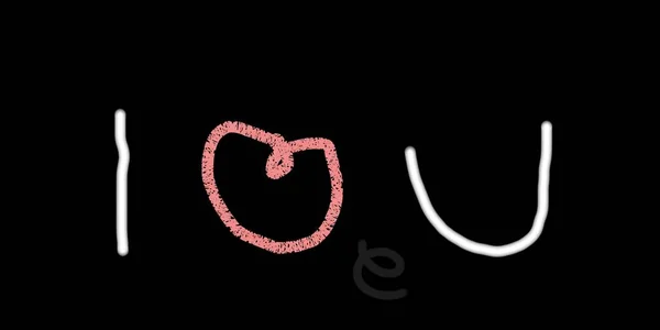 Розовое Сердце Любви Текст Черном Фоне Цвета Ручной Рисунок Шрифтов — стоковое фото
