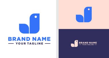 J harfi logo kuş olumsuz uzay verimliliği.