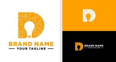 D harfi logo lambası negatif uzay boşluğu.