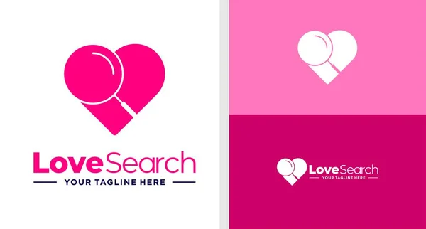 Love Logo Magnifying Negative Space Suche — Stockvektor
