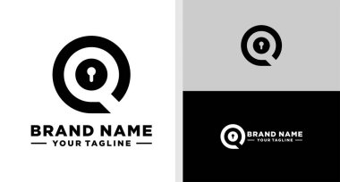 Q harfi logo kilitleme negatif uzay monogramı