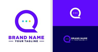 Q harfi logo kabarcığı Chat negatif uzay