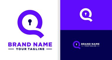 Q harfi logo monogram kilitlenme negatif uzay