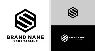 Harflerin logosu Monogram Negatif Uzay Altıgenleri Yapılabilir