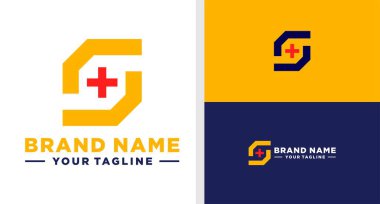 Harflerin logosu monogram artı negatif uzay teknografi düzenlenebilir.