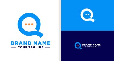 Q harfi logo baloncuğu Chat Negatif Uzay Yapılabilir