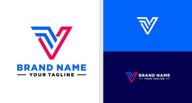 V harfi logo kuş hattı basit düzenlenebilir.