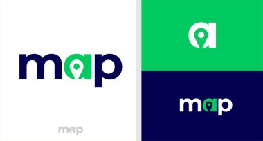 Harita logosu Kelime İzi Pin Negatif Boşluk