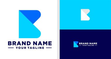 B harfi logo monogram modeli. basit teknografik düzenleme.