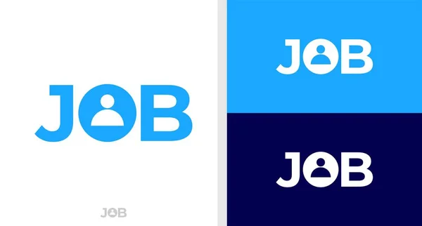 Job Logo Wordmark People Negative Space Editable — Stockvektor