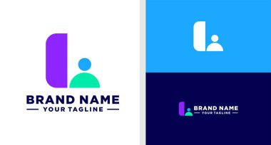 L harfi logo insanları basit jeometrik yapılandırılabilir trampet.