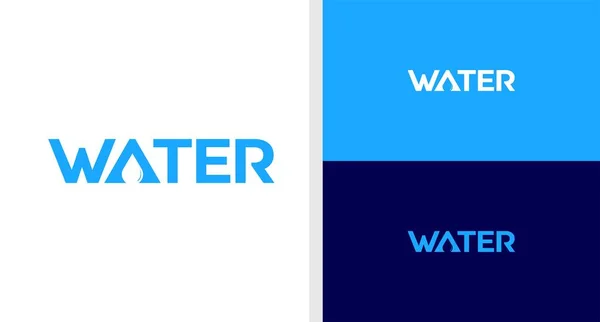 Water Logo Wordmark Simple Negative Space Editable — стоковый вектор