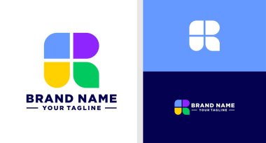 LETTER R LOGO MONOGRAM GEOMETRIC SIMPLE EDITABLE