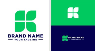 LETTER K LOGO LEAF MONOGRAM GEOMETRIC SIMPLE EDITABLE