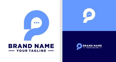 LETTER P LOGO BUBBLE CHAT MONOGRAM NEGATIVE SPACE EDITABLE