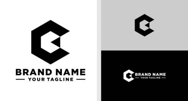 C harfi logo monogram jeometrik hegonometrik düzenlenebilir.