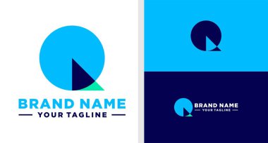 Q harfi logo jeometrik teknografi basit düzenlenebilir.