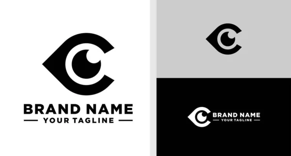 Lägg Logo Eyes Negativt Rymdfart Monogram Editable — Stock vektor