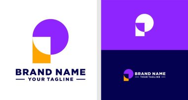 P harfi Monogram logosu Jeometrik Basit Düzenleme