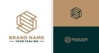 Harflerin Logosu Altıgen Çizgisi Düzenlenebilir