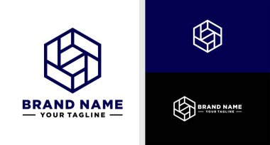 Harflerin Logosu Altıgen Çizgisi Düzenlenebilir