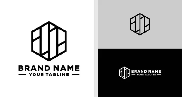 Carta Logo Monograma Editável Hexagonal — Vetor de Stock