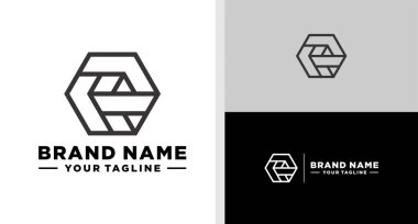 P harfi logo altıgen çizgi düzenlenebilir.