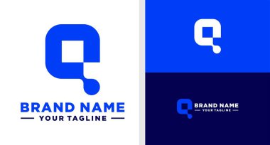 Q harfi logo monogram dijital verimlilik.
