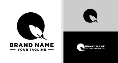 Q harfi logo Quill Negatif Boşluk Yapılabilir