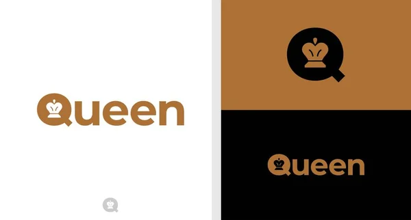 Queen Logo Wordmark Spazio Negativo Editabile — Vettoriale Stock