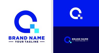 Q harfi logo monogram dijital verimlilik.