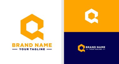 Q harfi logo monogram hegonometrik verimlilik.