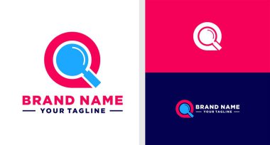 Q harfi logosu MAGNIFING GLASS Negatif Uzay Yapılabilir