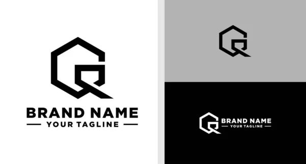 Logo Monogram Hexagonal Line Editable — Stockvektor