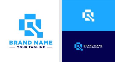 Q harfi logo monogram dijital verimlilik.