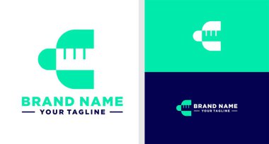 C harfi logo labaratuvar negatif uzay verimliliği